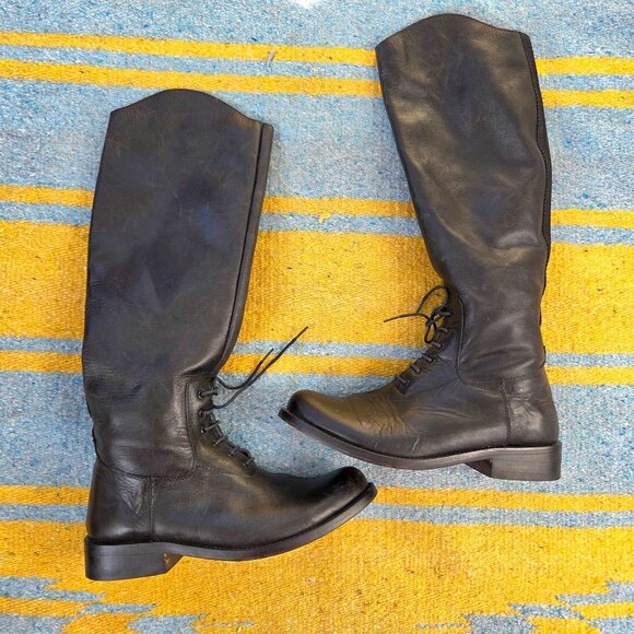 Steven by Steve Madden Black Leather Trooper Riding Boots Size 10 - Picture 1 of 6